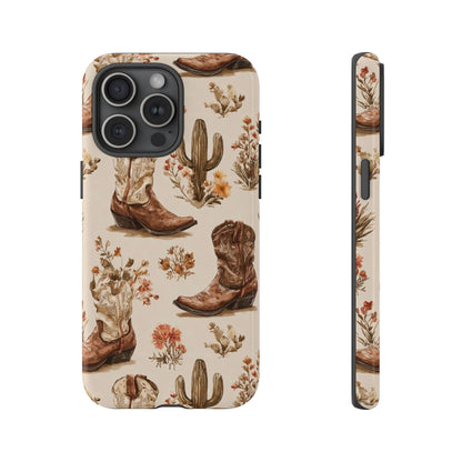 Cowboy Boots Western Phone Case Rustic Cowgirl Cactus Floral iPhone Samsung Pixel