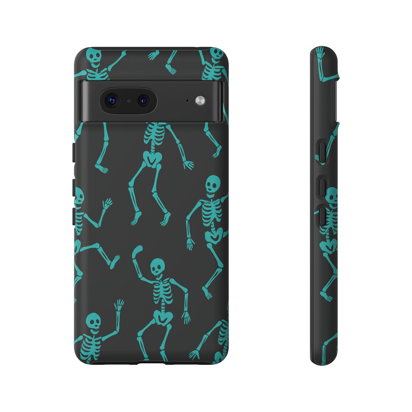 Dancing Teal Skeletons Phone Case | Tough Protective Case for Iphone, Samsung Galaxy and Pixel