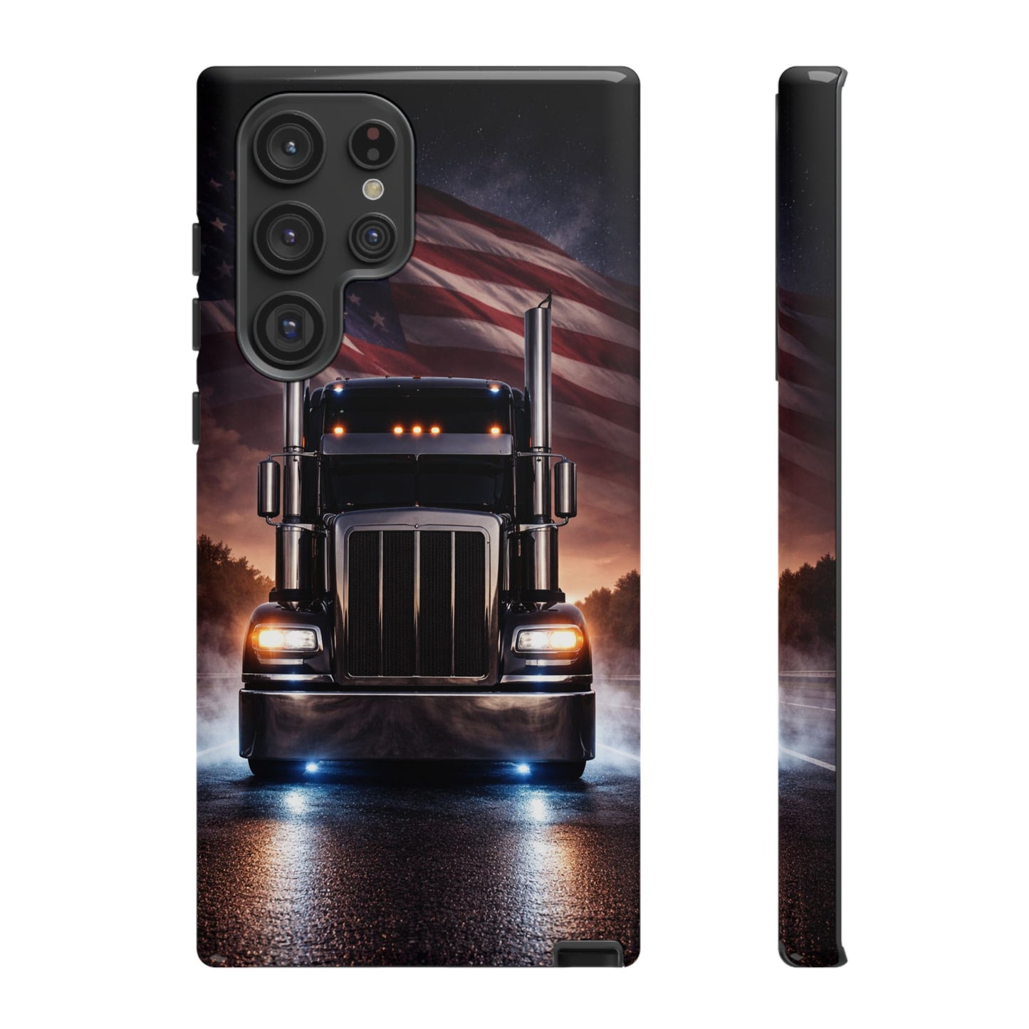 Semi Truck Phone Case American Flag Big Rig Trucker Gift iPhone Samsung