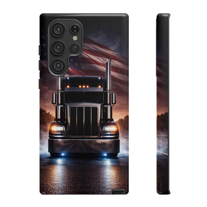 Semi Truck Phone Case American Flag Big Rig Trucker Gift iPhone Samsung