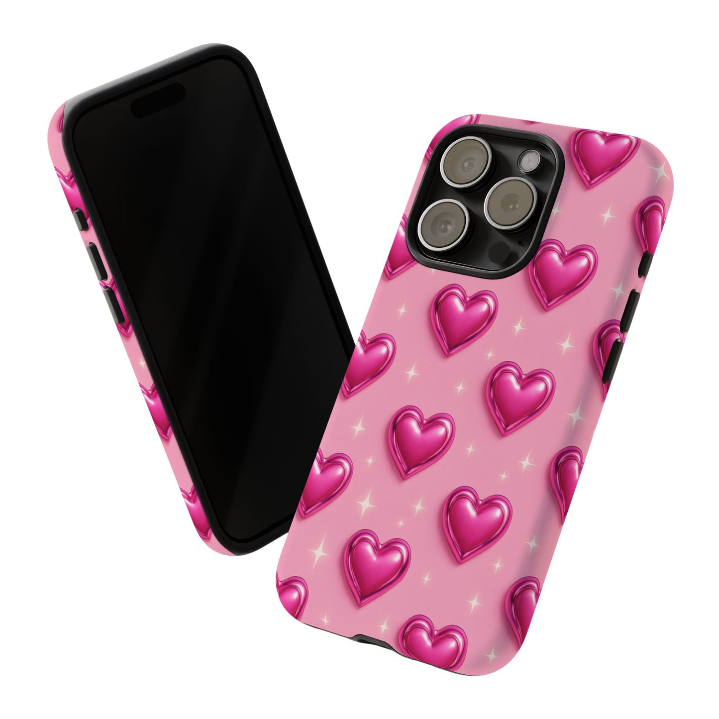 Pink Heart Pattern Phone Case | Tough Protective Case for Iphone, Samsung Galaxy and Pixel