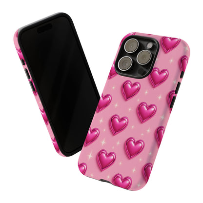 Pink Heart Pattern Phone Case | Tough Protective Case for Iphone, Samsung Galaxy and Pixel