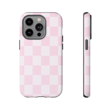 Pink Checkerboard Phone Case | Aesthetic Tough Protective Case