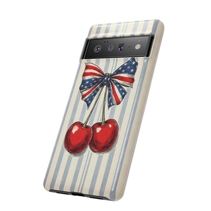 Patriotic Cherry Phone Case Americana Coquette Aesthetic iPhone Samsung