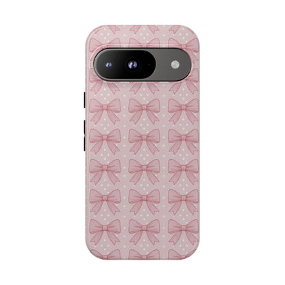 Pink Bow Pattern Phone Case – Soft Coquette Aesthetic Tough Case