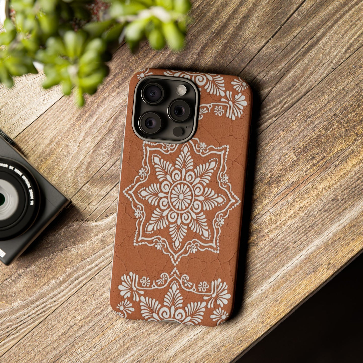 Talavera Terracotta Phone Case | Mexican Floral Pattern iPhone & Samsung Tough Case | Boho Clay Aesthetic Cover