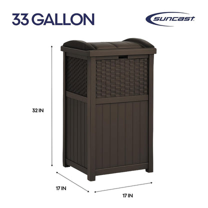 33 Gallon Commercial Outdoor Trashcan Hideaway with Lid for 30 to 33 Gallon Trash Bags for Garage, Backyard, or Garden, Brown