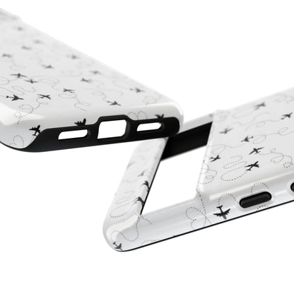 Minimal Paper Airplane Pattern Phone Case – Black White Aesthetic Tough Cover