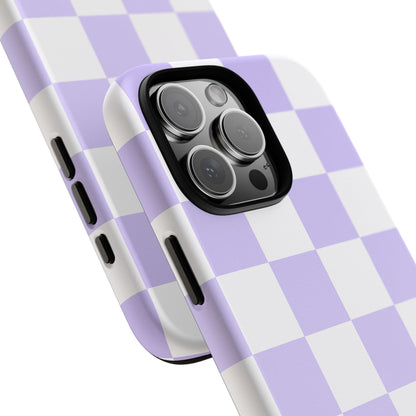 Lavender Checkerboard Phone Case | Pastel Aesthetic Checkered iPhone & Samsung Tough Case