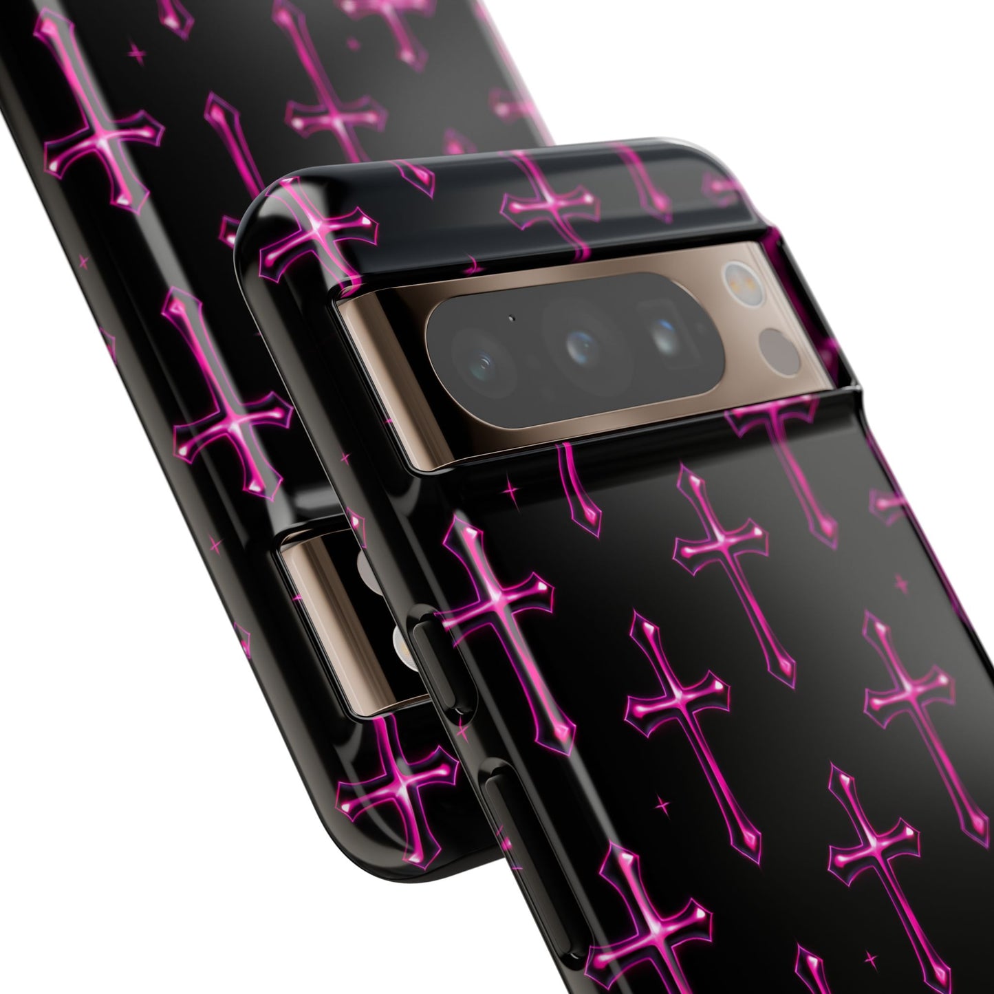 Neon Pink Cross Pattern Phone Case | Tough Protective Case for Iphone, Samsung Galaxy and Pixel