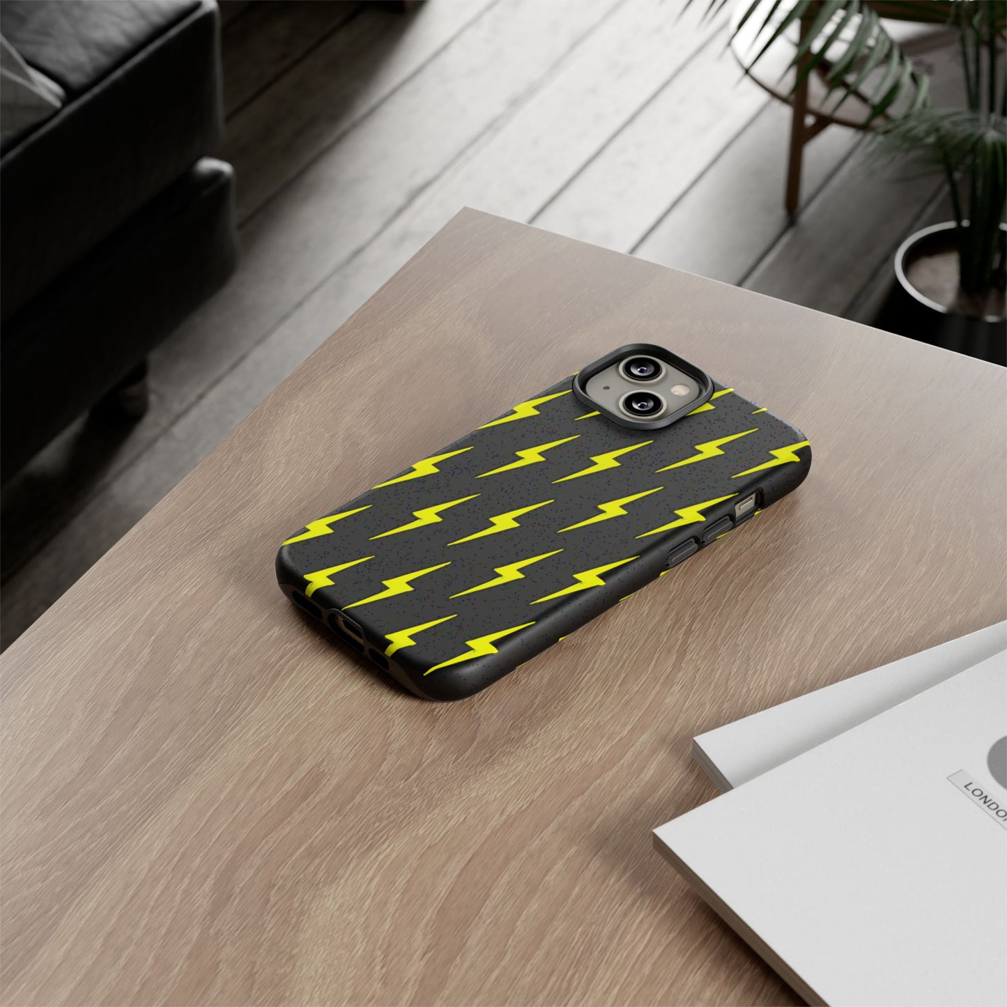 Yellow Lightning Bolt Tough Phone Case | Bold Electric Pattern Case for Iphone, Samsung Galaxy and Pixel