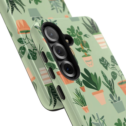 Plant Lover Phone Case | Cute Potted Plants Pattern | Botanical Aesthetic Tough Case