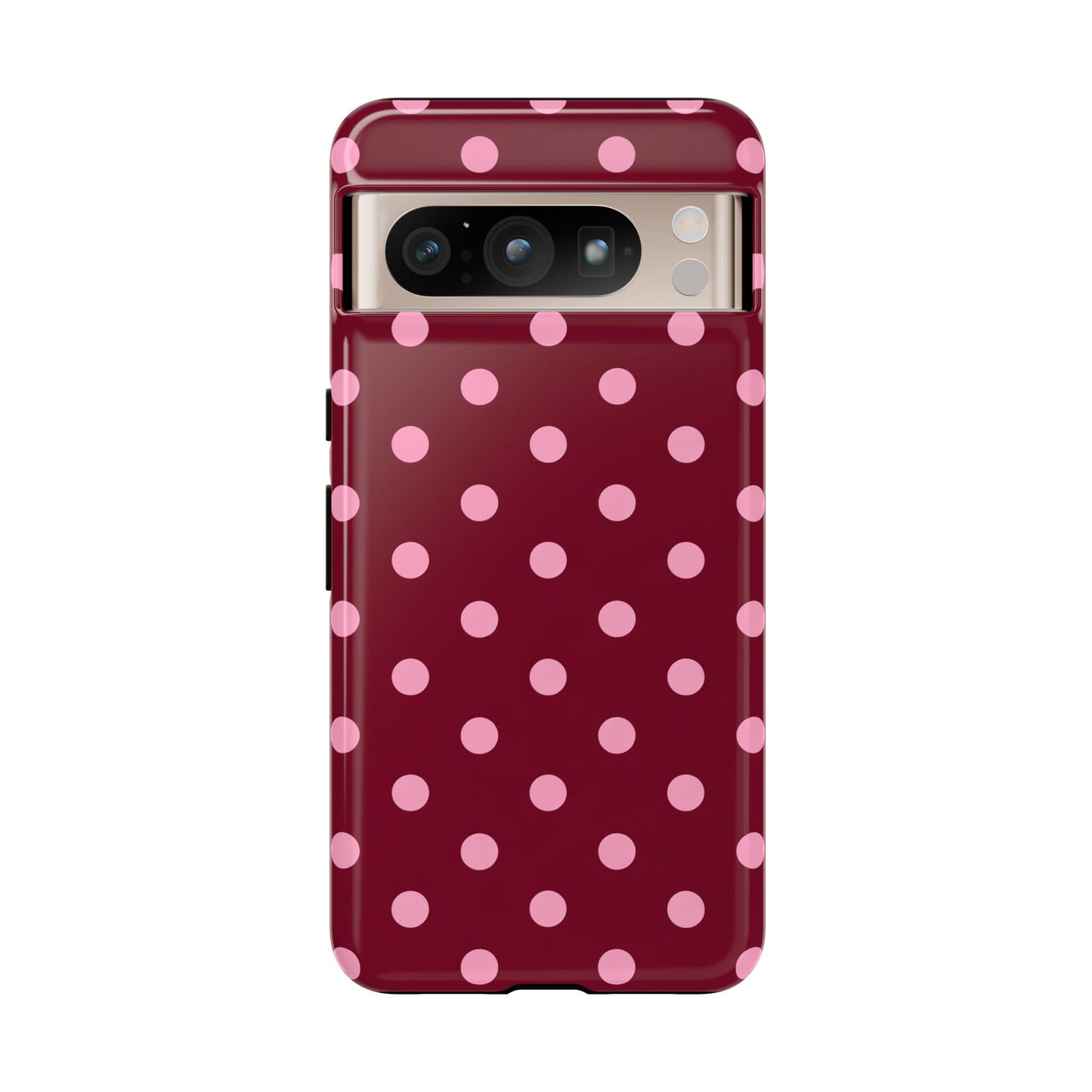 Pink Polka Dot Phone Case – Cute Aesthetic Tough Protective Phone Cover for Iphone, Samsung Galaxy and Pixel
