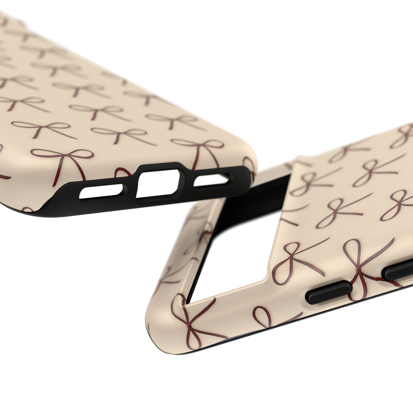 Coquette Bow Phone Case | Neutral Beige Aesthetic iPhone & Samsung Tough Case