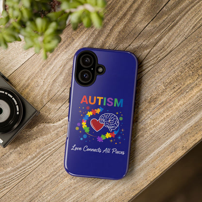 Autism Awareness Tough Case – "Love Connects All Pieces" Phone Case for Iphone, Samsung Galaxy and Pixel