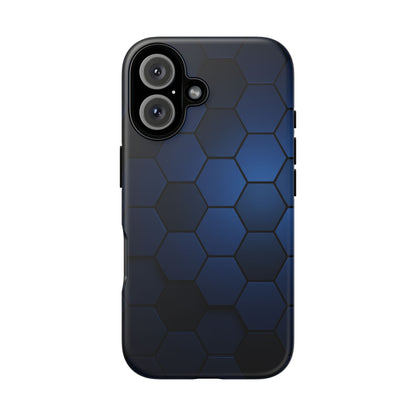 Blue Hexagon Gradient Phone Case | Honeycomb Geometric Tech Aesthetic | Minimalist Tough Case for iPhone & Samsung