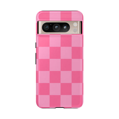 Pink Checkerboard Phone Case | Cute Aesthetic Checkered iPhone & Samsung Tough Case