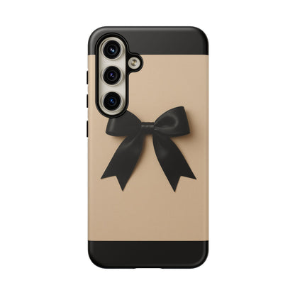 Black Bow Phone Case | Elegant Coquette Bow Design | Chic Neutral Tough Case for iPhone & Samsung