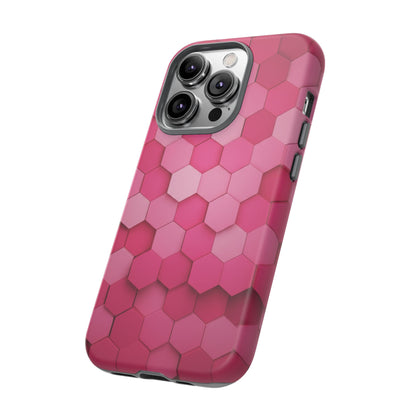 Hot Pink Hexagon Phone Case | Honeycomb Geometric Aesthetic | Cute Pink iPhone & Samsung Tough Protective Case