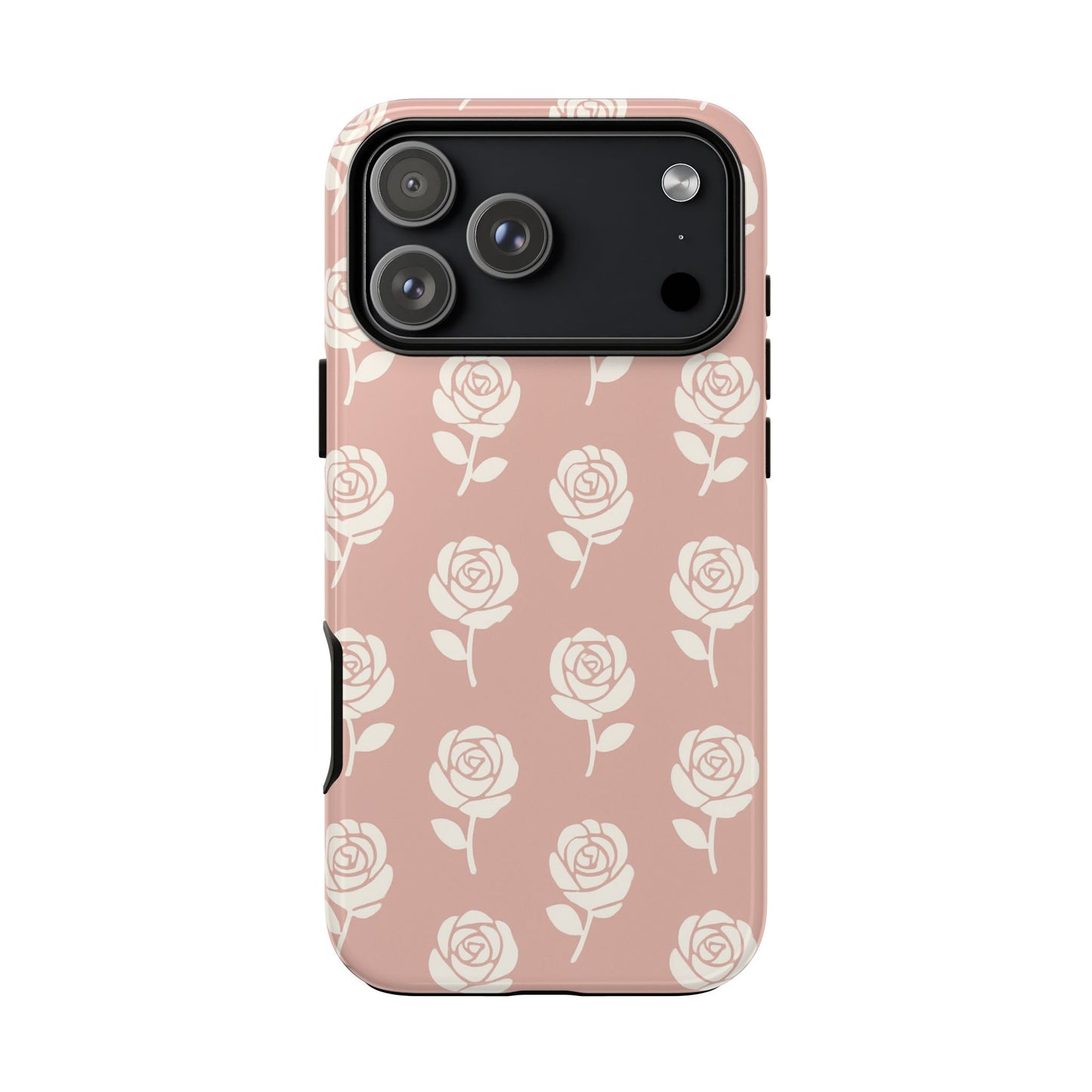 White Rose Pattern Tough Phone Case | Elegant Floral Aesthetic Case for Iphone, Samsung Galaxy and Pixel