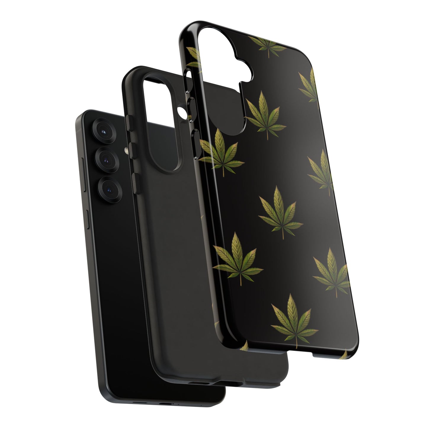 Cannabis Leaf Phone Case Green Weed Leaf Pattern Tough Protective Cover