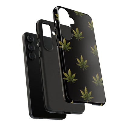 Cannabis Leaf Phone Case Green Weed Leaf Pattern Tough Protective Cover