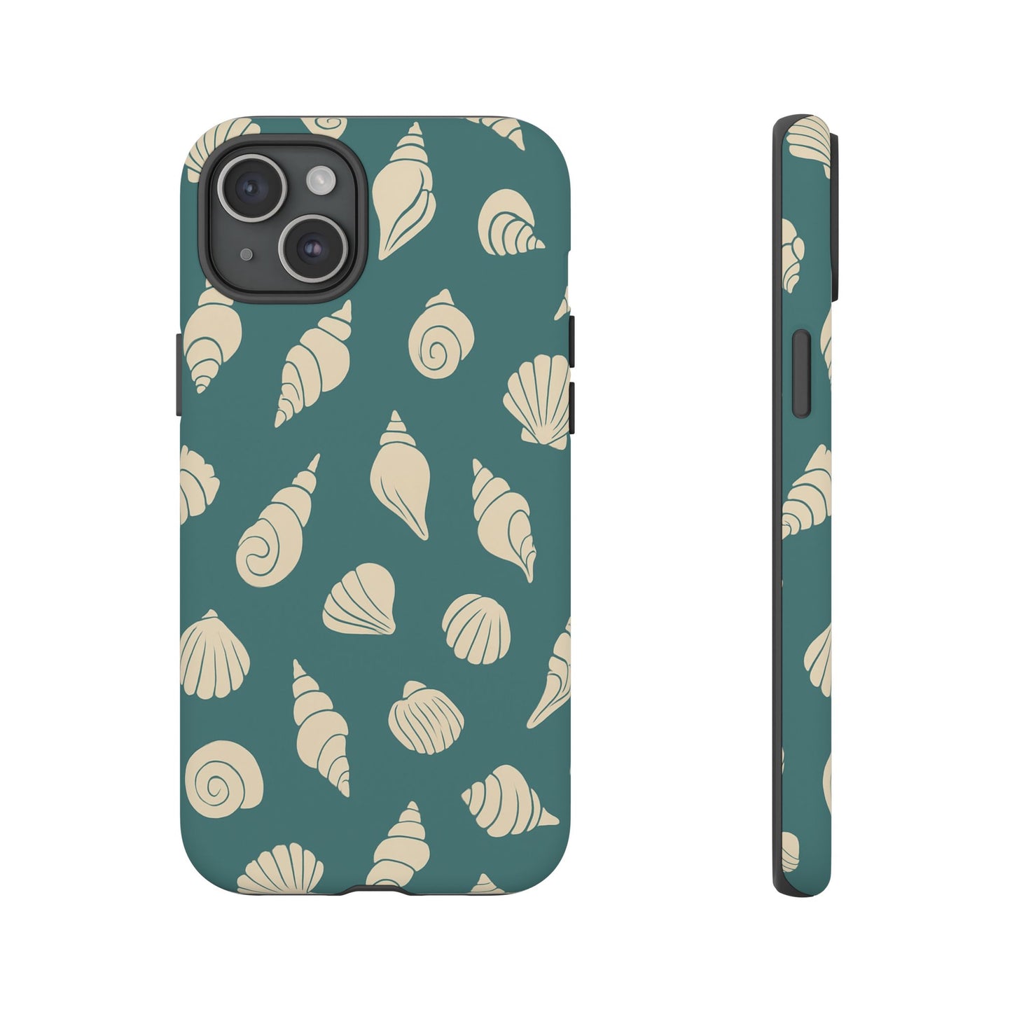 Seashell Pattern Phone Case | Teal Coastal Shells Tough Case for Iphone, Samsung Galaxy and Pixel