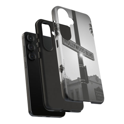 Hollywood Blvd Phone Case | Vintage Los Angeles Street Sign | Black & White LA Aesthetic