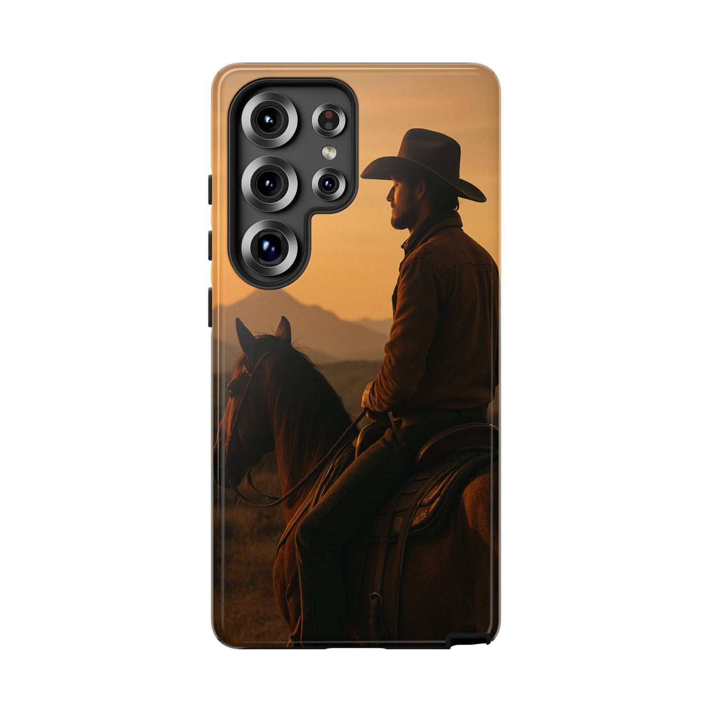 Western Cowboy Sunset Phone Case | Horse Rider Desert Aesthetic Tough Protective Case