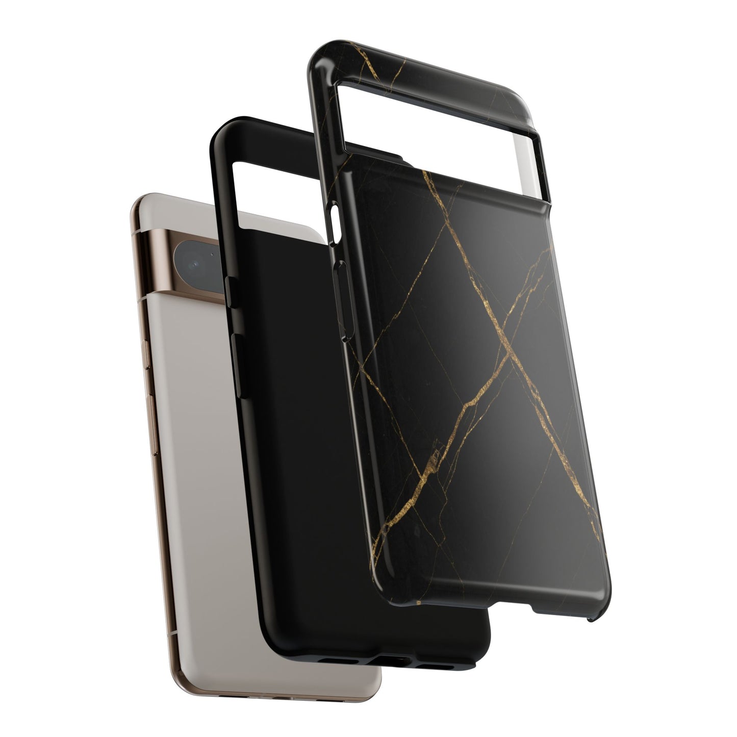 Black Marble Phone Case with Gold Veins – Luxury Minimal Aesthetic Tough Case