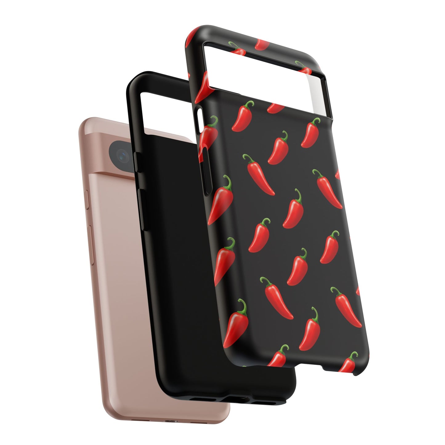 Spicy Chili Pepper Phone Case – Black Cute Hot Pepper Tough Cover for Iphone, Samsung Galaxy and Pixel