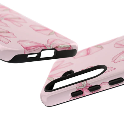 Pink Bow Pattern Phone Case | Coquette Aesthetic Tough Protective Case