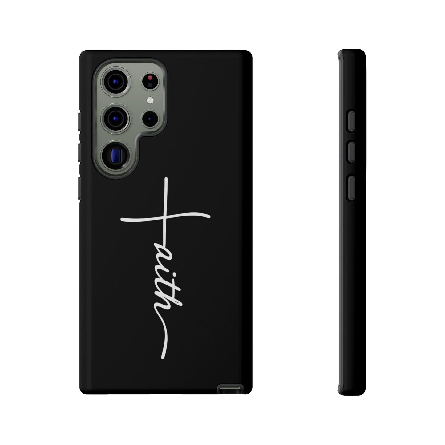 Faith Cross Phone Case, Christian Aesthetic Minimalist Black Matte Case, Religious Gift iPhone Samsung Cover