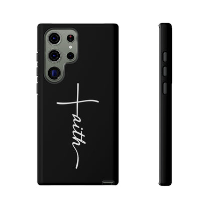 Faith Cross Phone Case, Christian Aesthetic Minimalist Black Matte Case, Religious Gift iPhone Samsung Cover