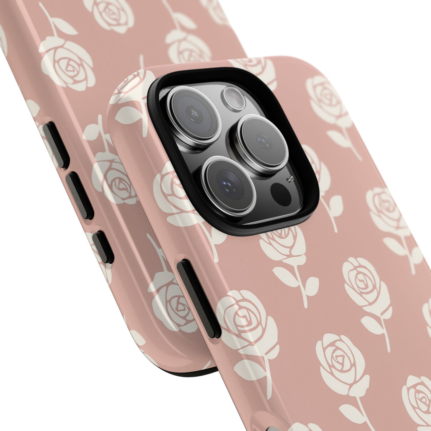 White Rose Pattern Tough Phone Case | Elegant Floral Aesthetic Case for Iphone, Samsung Galaxy and Pixel