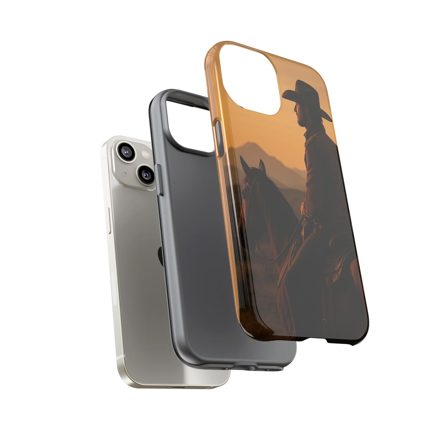 Western Cowboy Sunset Phone Case | Horse Rider Desert Aesthetic Tough Protective Case