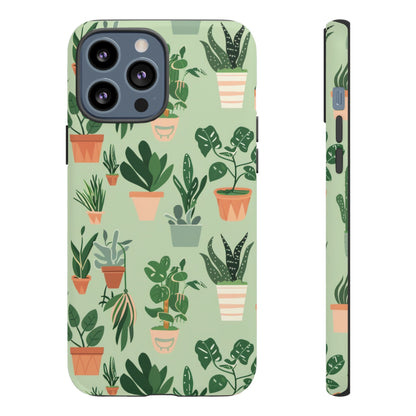 Plant Lover Phone Case | Cute Potted Plants Pattern | Botanical Aesthetic Tough Case