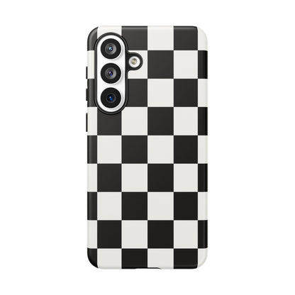 Black & White Checkerboard Phone Case – Classic Aesthetic Tough Protective Case for Iphone, Samsung Galaxy and Pixel