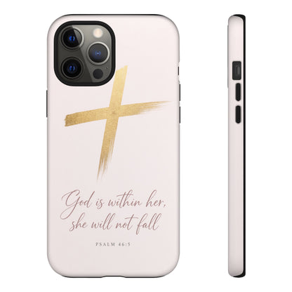 Psalm 46:5 God Is Within Her Christian Cross Phone Case Faith Gift