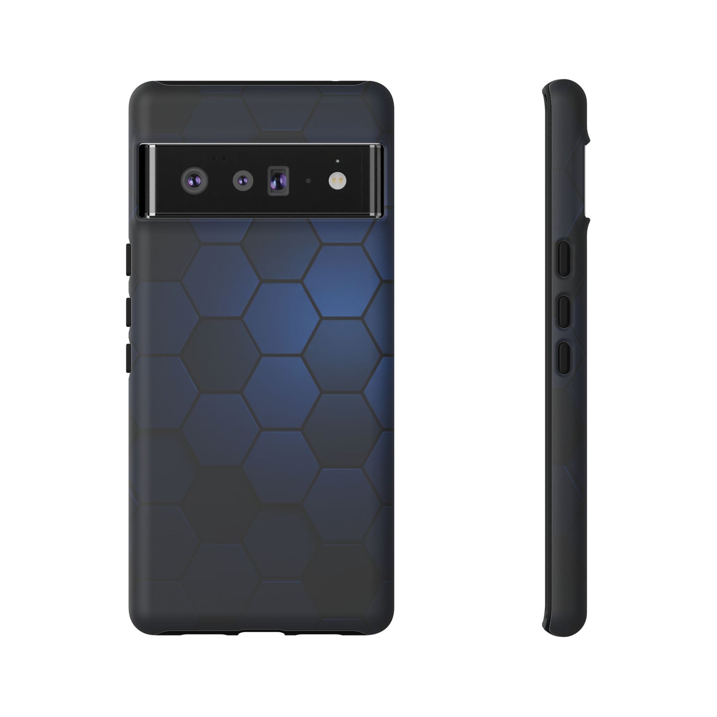 Blue Hexagon Gradient Phone Case | Honeycomb Geometric Tech Aesthetic | Minimalist Tough Case for iPhone & Samsung