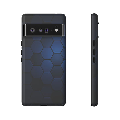 Blue Hexagon Gradient Phone Case | Honeycomb Geometric Tech Aesthetic | Minimalist Tough Case for iPhone & Samsung