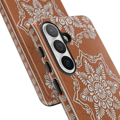 Talavera Terracotta Phone Case | Mexican Floral Pattern iPhone & Samsung Tough Case | Boho Clay Aesthetic Cover