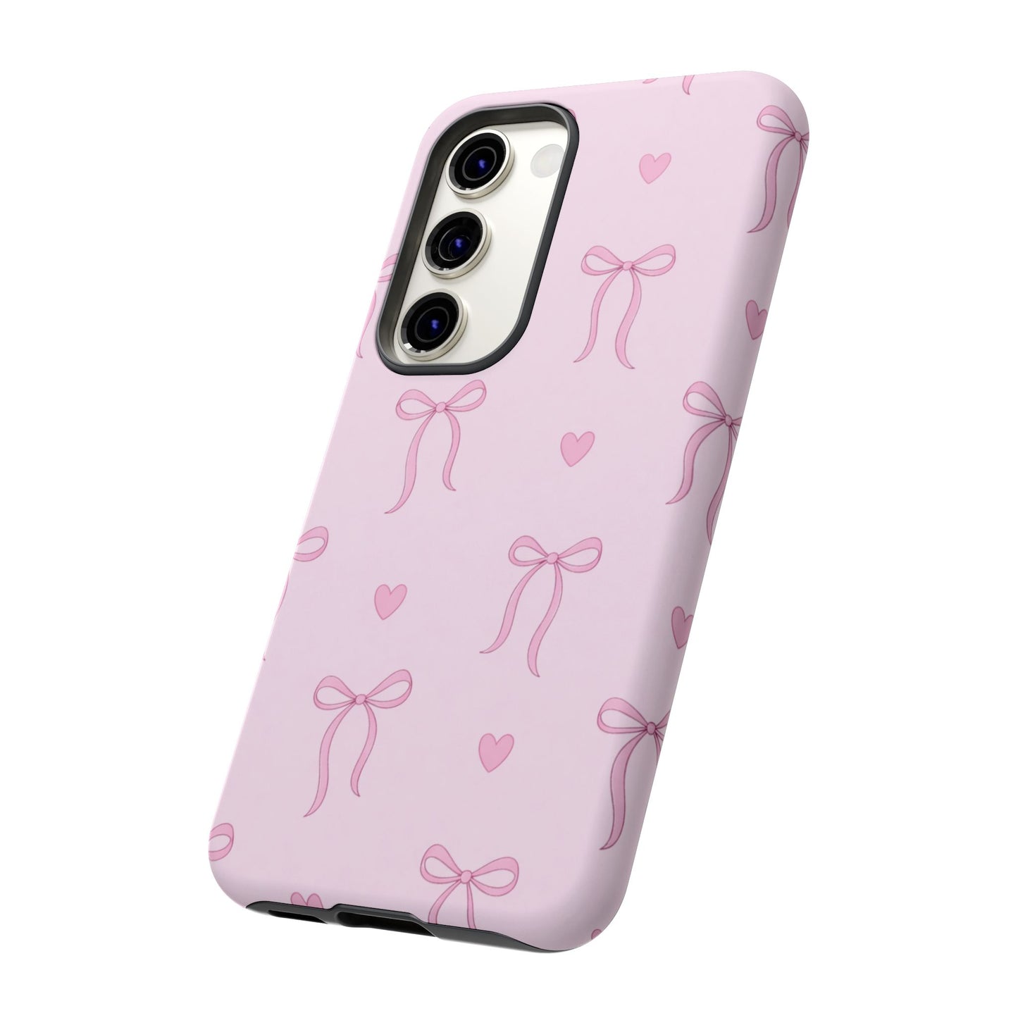 Pink Bow Heart Aesthetic Phone Case – Coquette Cute Tough Cover