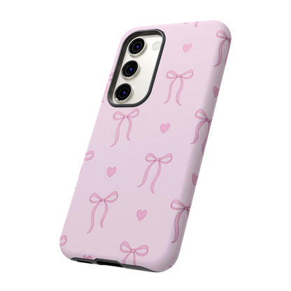 Pink Bow Heart Aesthetic Phone Case – Coquette Cute Tough Cover