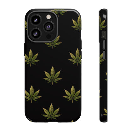 Cannabis Leaf Phone Case Green Weed Leaf Pattern Tough Protective Cover