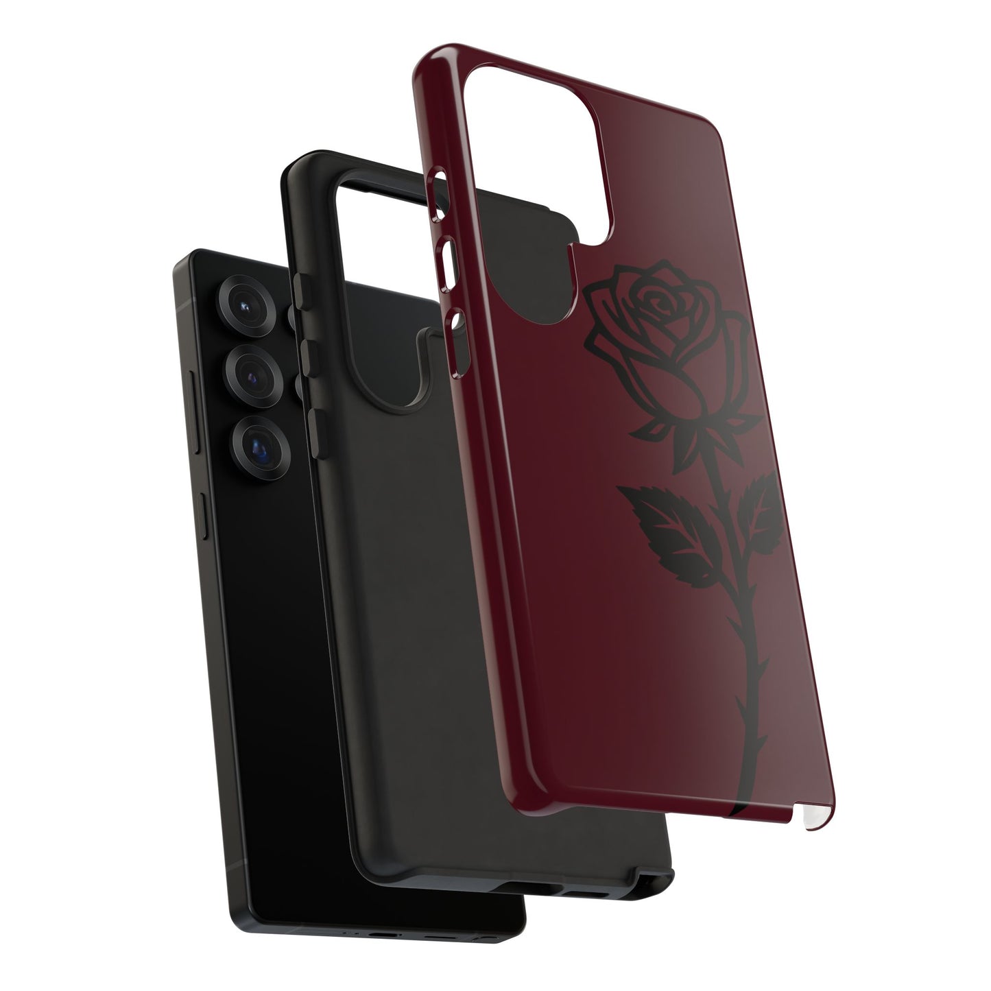 Black Rose Burgundy iPhone Case | Dark Aesthetic Shockproof Protective Cover