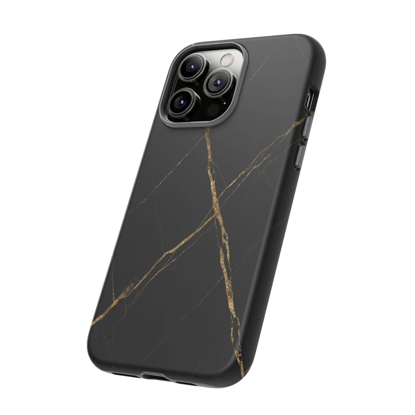Black Marble Phone Case with Gold Veins – Luxury Minimal Aesthetic Tough Case