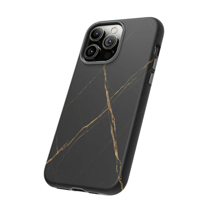 Black Marble Phone Case with Gold Veins – Luxury Minimal Aesthetic Tough Case
