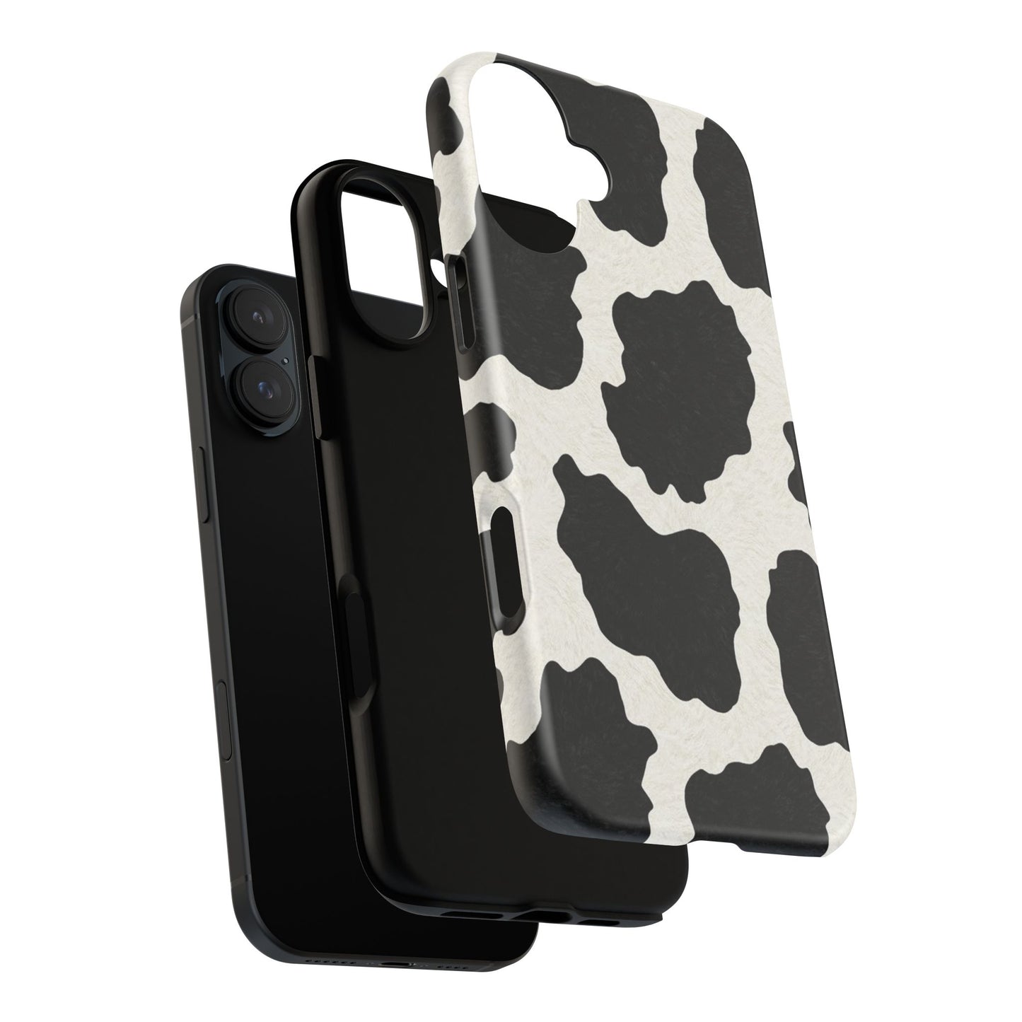 Black & White Cow Print Phone Case | Western Aesthetic iPhone & Samsung Tough Case