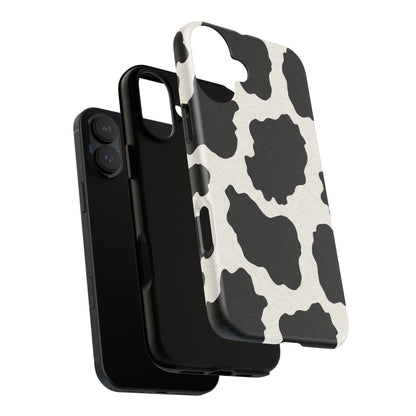 Black & White Cow Print Phone Case | Western Aesthetic iPhone & Samsung Tough Case